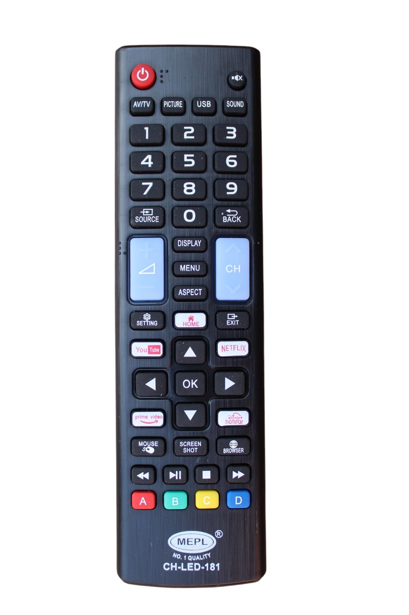 V3Deals Compatible Crown Smart LED/LCD Tv Remote Control for China/Chinese Assembled TV Models | Non Voice | with Netflix, YouTube & Hotstar Hotkeys - Exactly Same Remote Will Work Only (China LED 181)
