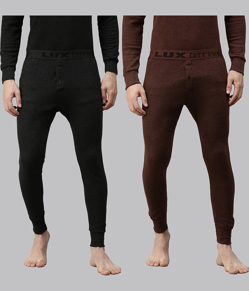 Lux Cottswool Pack of 2 Cotton Blend Thermal Bottoms For Men's ( Multicolor )