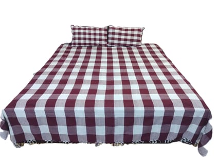 Dhaga Vishwas Ka Handloom Cotton Double Bed Sheet with Pillow Covers Dhaga Vishwas Ka Handloom Cotton Double Bed Sheet with Pillow Covers