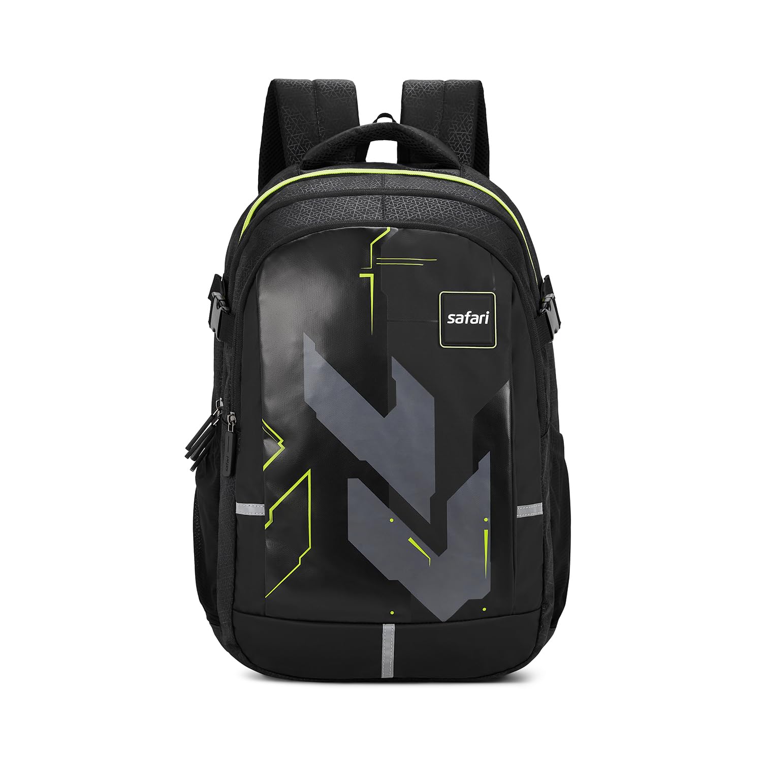 Terra 2 37L Casual Printed Backpack, school bag for boys and girls, college bag, office bag, travel bag for men and women, 3 compartments, Raincover, Bottle holder, Front pocket, Color- Black