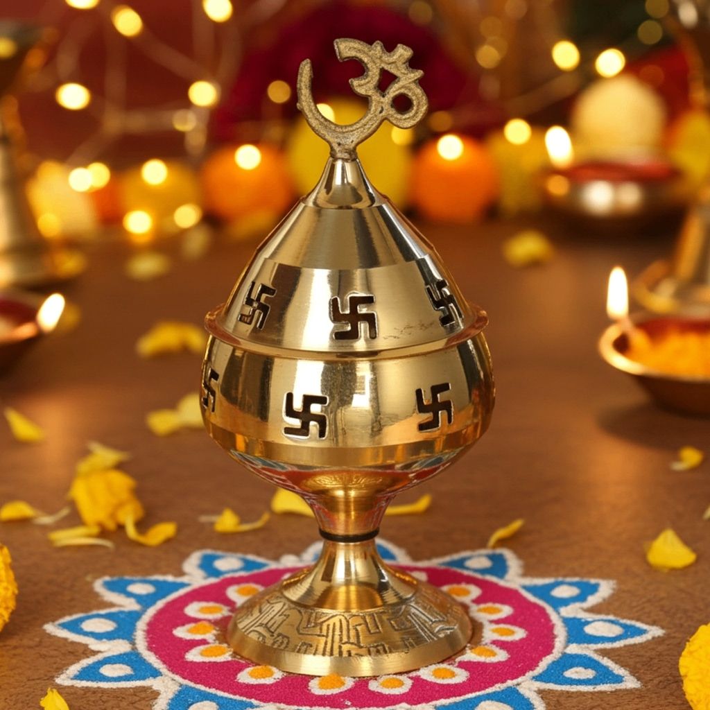 Brass Table Decor Oil Lamp Om Pakija Deepak  - Artistic Swan Shape Diya for Home, Height : 3.5 Inch (ZMAS164 D)