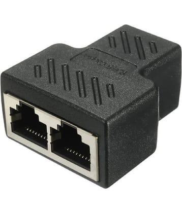 EKRAJ Lan Splitter / Rj45 Splitter/Ethernet Splitter 1 to 2 Female 8P8C Network Plug Lan Coupler For Laptop, Router, Personal Computer,Modem Server (Black)