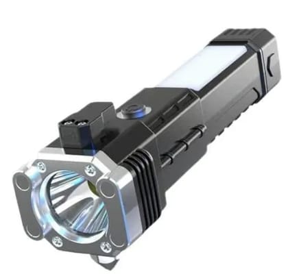 Torch Light LED 3W Torch Light Rechargeable Torch Flashlight Long Distance Beam Range Car Rescue Torch with Hammer Window Glass Built Portable Rechargeable