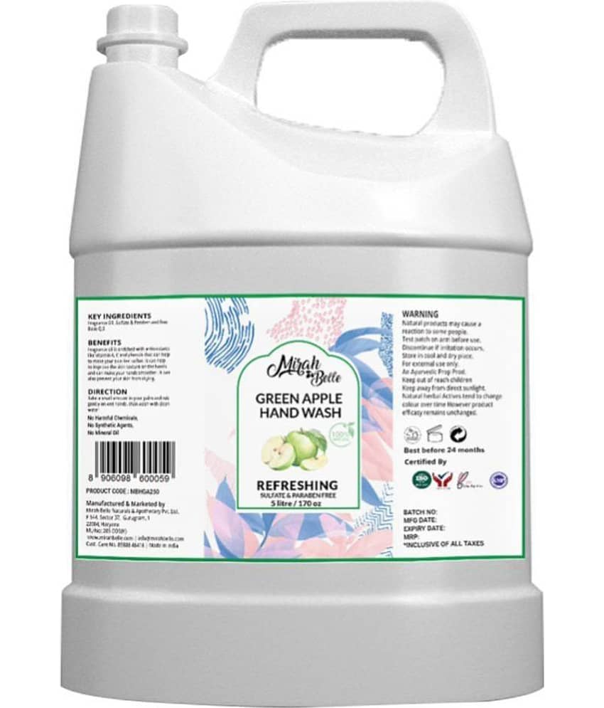 Mirah Belle Green Apple Can Bulk Pack For Refill Sulfate Free Hand Wash 5000 mL Pack of 1