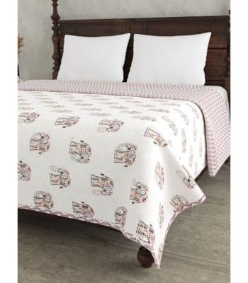 SoftGlow 100% Cotton AC Dohar Light Pink & Fresh Green | 150 GSM