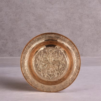 Kashmiri Copper and Black Engraved leaf design Plate