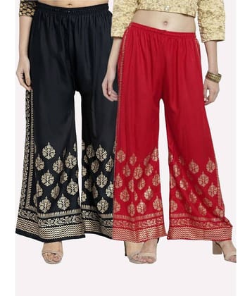 OMAYA - Grey Rayon Wide leg Women's Palazzos ( Pack of 2 )