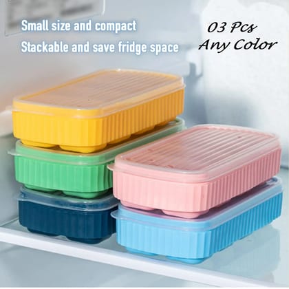 03-Pcs Ice Cube Trays with Lid for Freezer and Fridge, BPA-Free Silicone Tray 03-Pcs Ice Cube Trays with Lid for Freezer and Fridge, BPA-Free Silicone Tray