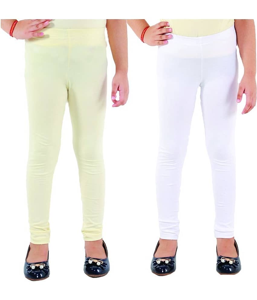 Kids Cave Pack of 2 Girls Cotton Blend Leggings ( Beige )