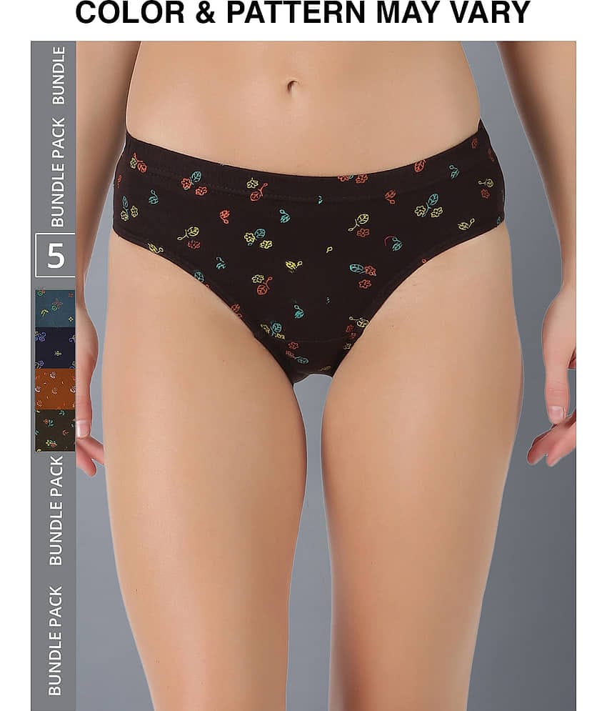 Dollar Lehar Super Combed Cotton Women's Printed Hipster Panty - Pack of 5 - (Print May Vary)