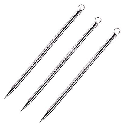 Glamezone Stainless Steel Blackhead Remover Needle Three Pointed Tip (Pack Of 3)