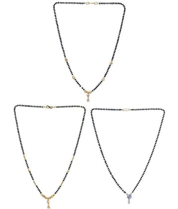 Sukkhi Sparkling Gold Plated Cz Solitaire Mangalsutra Combo For Women