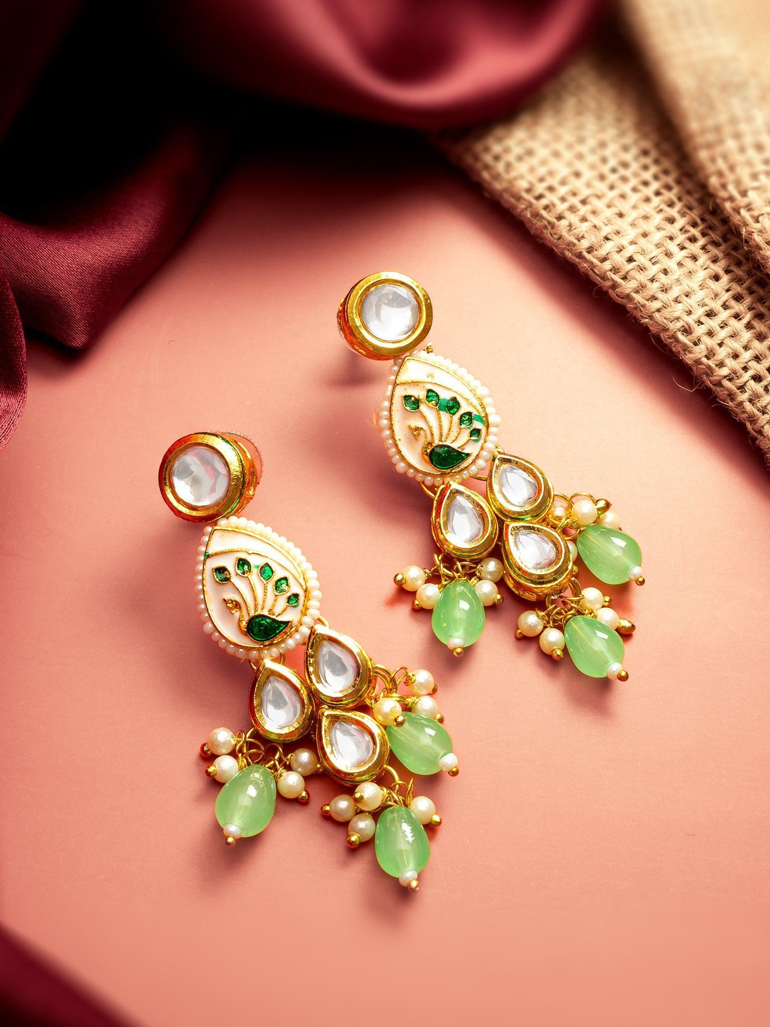 Morison Golden Studded Earrings Sparkle and Elegance Combined