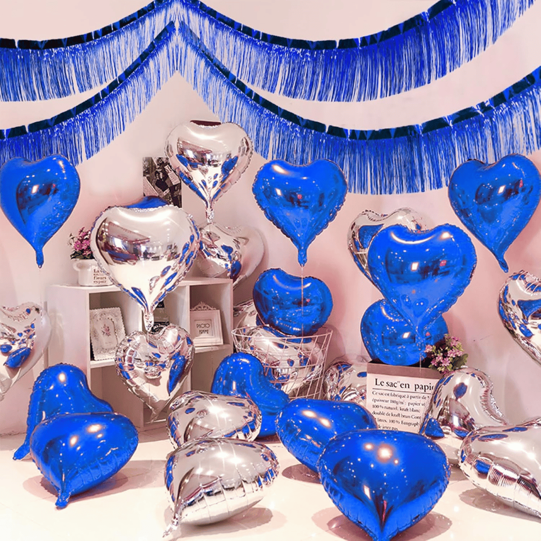 Dark Blue Foil Fringe Bunting Banner - 10FT - 1PC