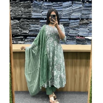 Sage Green Anarkali Kurti Set