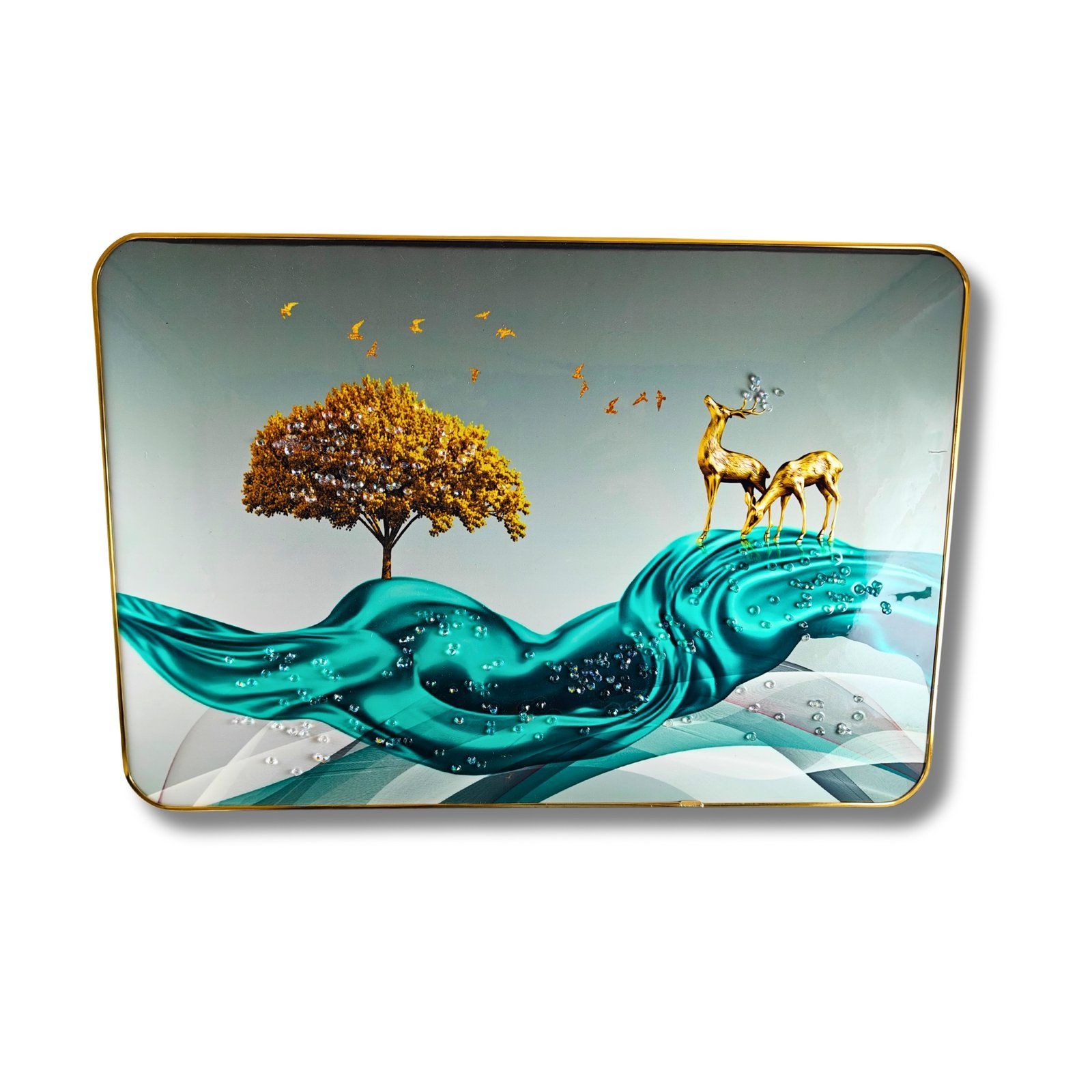 “Deer on Waves Scenery Wall Frame 12×18 in by Saadhya Decors – Don’t Buy Flat, Lifeless Prints! Choose This Elegant, Premium, Nature-Inspired Deer Art for Calmness, Luxury &amp; Modern Wall Décor.”