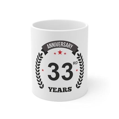 DARSHANS Ceramic 33rd Anniversary Printed Coffee Mug (Color: White, Capacity:330ml)