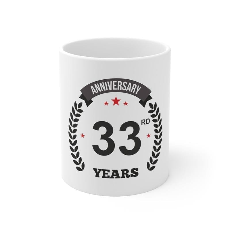 DARSHANS Ceramic 33rd Anniversary Printed Coffee Mug (Color: White, Capacity:330ml)