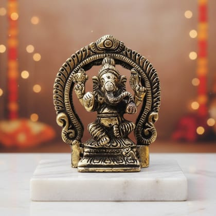 Brass Showpiece Ganesh Circle God Idol Statue (BSMAS1416 G)