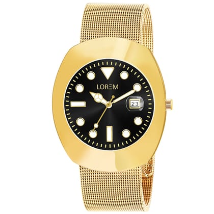 LOREM Gold Intermesh Steel Strap Analog Watch for Men LR138-UF