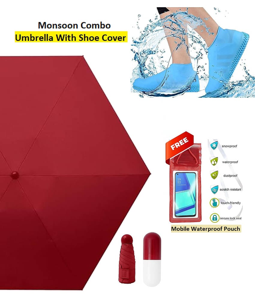 RAMDEV ENTERPRISE Maroon 1 Fold Umbrella