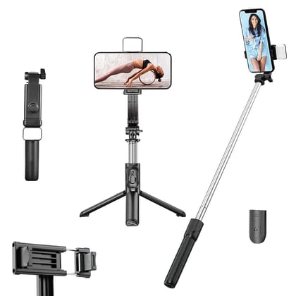 R1S Selfie Stick with Tripod Stand,3 in 1 Multifunctional Design, Rechargeable LED Light with Two Brightness Levels for Make up ,Selfie, Vlogging & Photo Shoot, Selfie Stick R1S Selfie Stick with Tripod Stand,3 in 1 Multifunctional Design, Rechargeable LED Light with Two Brightness Levels for Make up ,Selfie, Vlogging & Photo Shoot, Selfie Stick