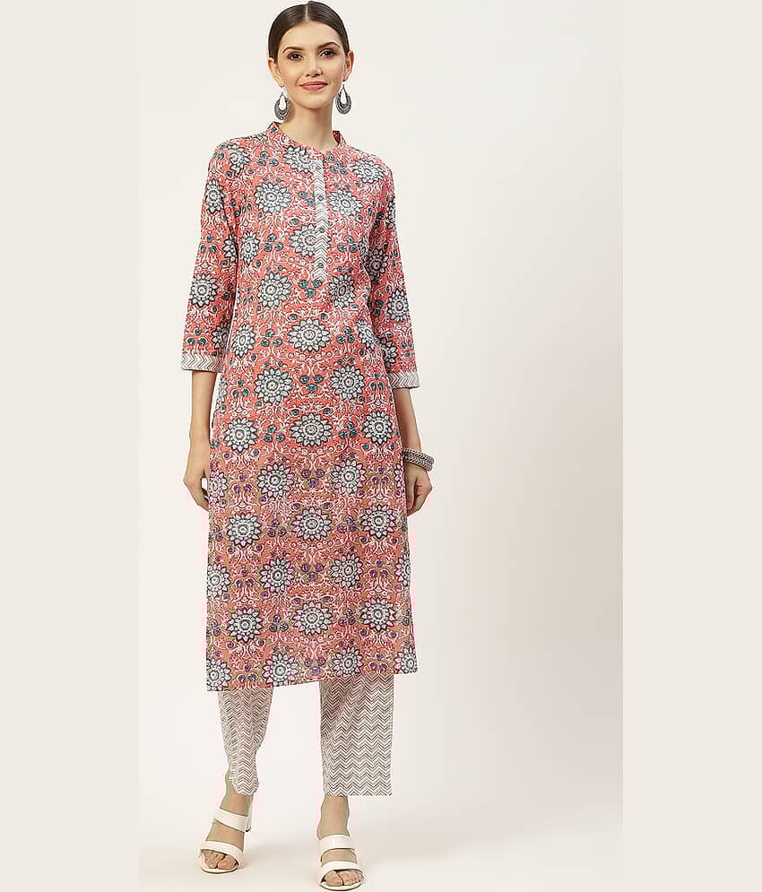 Kbz - Multicolor Straight Cotton Women's Stitched Salwar Suit ( Pack of 1 )