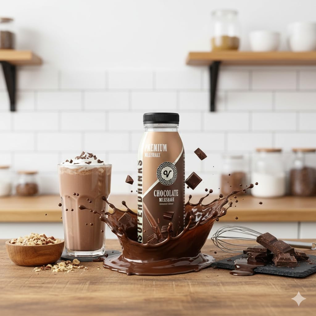 SUPERDRINKS Chocolate Milkshake | 180ml | Dairy Beverage | Thick Milkshake | Rich Cocoa Blend | Ready to Drink (Pack of 4)