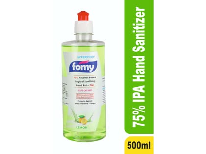 Intercorp Fomy 75% Isopropyl Alcohol-based Hand Rub Sanitizer and Disinfectant - 500ml (Lemon)