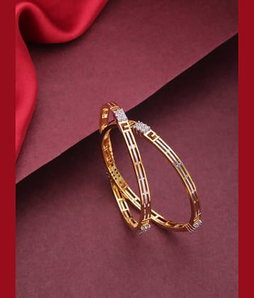 Priyaasi Gold-Plated Geometric Design Bangles with Artificial Stones for Women and Girls