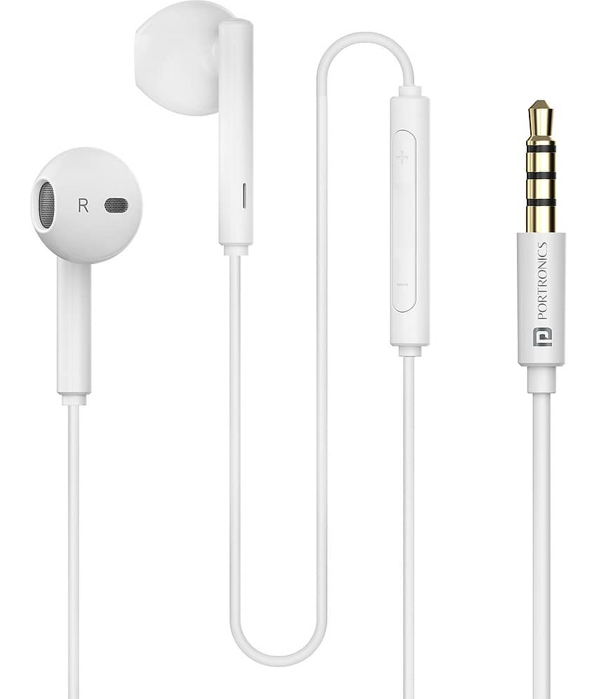 Portronics POR-2748 3.5 mm Wired Earphone In Ear Passive Noise cancellation White