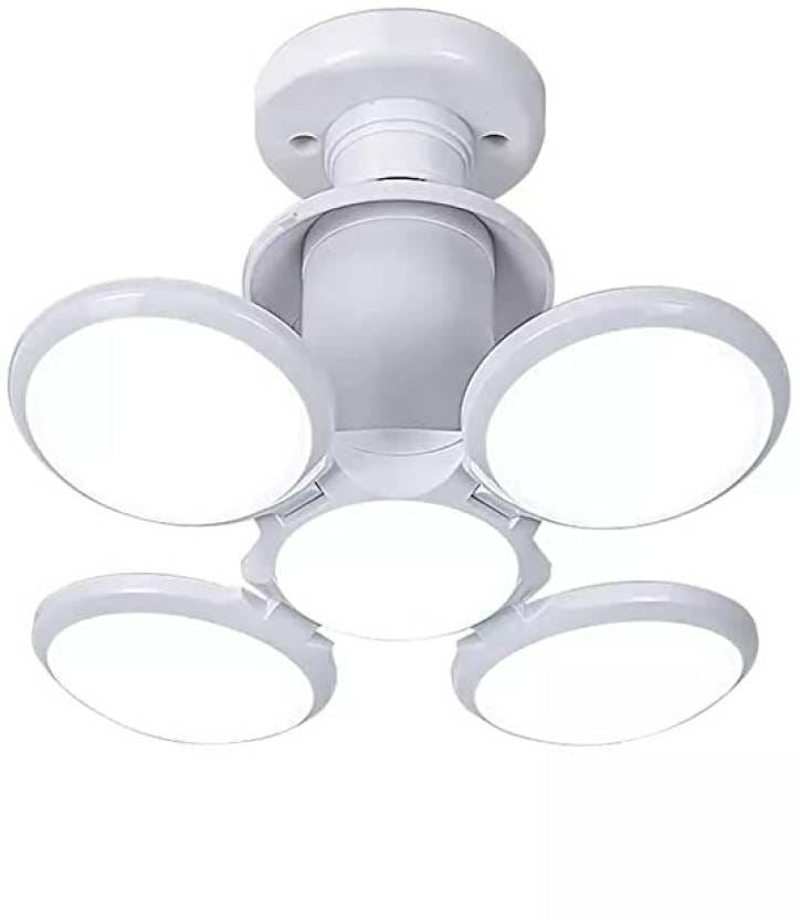 SPARKWORLD Foldable LED Football Bulb | Free Size B22 Base | 5 Panel Adjustable Design | 40W High Brightness White Light | Colour: FootBall Bullb
