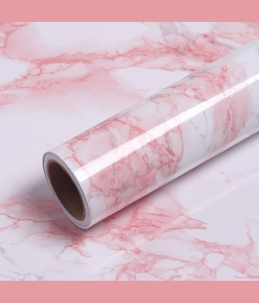 KRAMOX Marble Premium Vinyl Peel and Stick Waterproof Removable DIY Wall Stickers for Home,Kitchen,almirah, and ofc Background Wallpaper (Pink, 60x200cm) (Pink foil Paper)