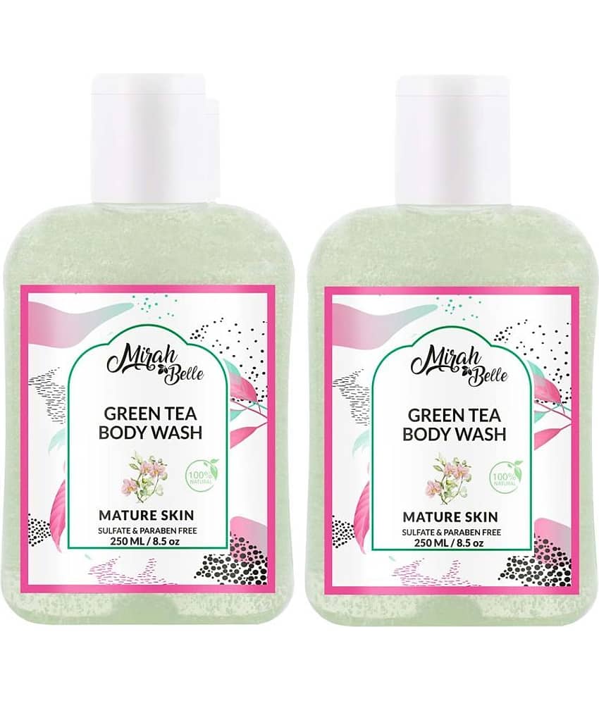 Mirah Belle Green Tea Body Wash Anti - Aging - Kills Virus, Germs and Bacteria Body Wash 500 mL Pack of 2