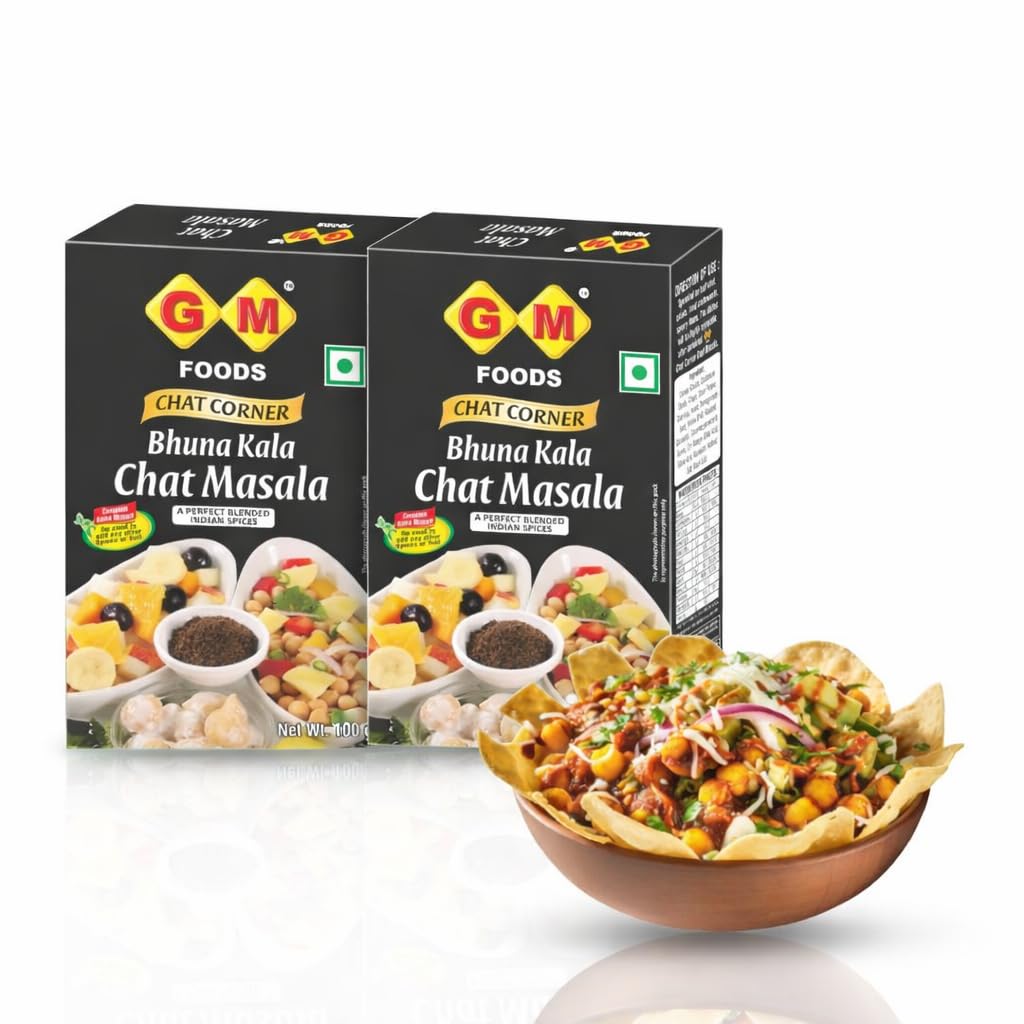 GM Foods Bhuna Kala Chat Masala Powder 100 Gram | Authentic Indian Flavor & Spices | Tangy & Zesty Spice Blend for Snacks, Raita & Street Food | Fresh & Aromatic | No Preservatives
