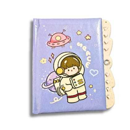 Space Astronaut Lock Diary 12 × 15 cm with Key
