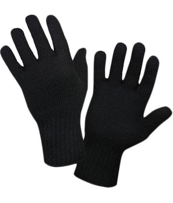 Whyme Fashion Black Woollen Men's Woollen Gloves ( Pack of 1 )