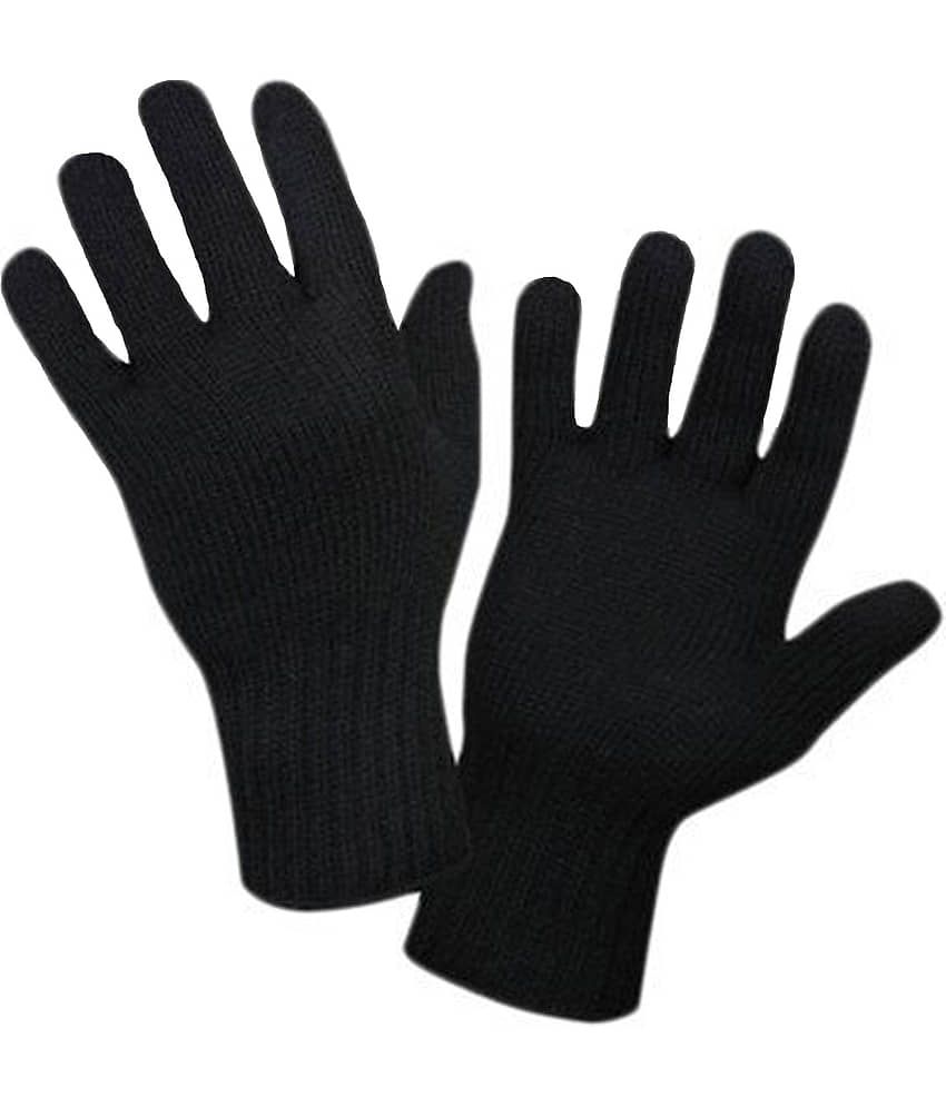 Whyme Fashion Black Woollen Men's Woollen Gloves ( Pack of 1 )