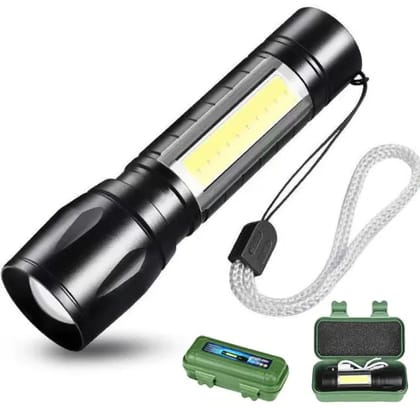 Emergency Handheld Flashlight USB Rechargeable Flashlight 3 Modes Adjustable Focus,Portable Waterproof LED Flashlight with COB Side Lights,Best Tactical Torch for Hurricane (Pack Of 1)