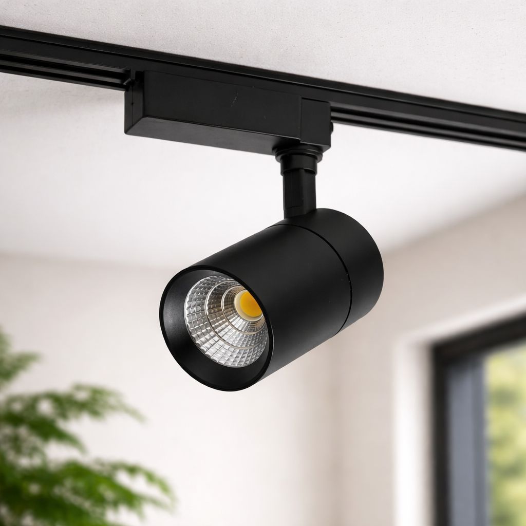 SPARKWORLD 20W LED Track Light Adjustable Black COB Spotlight for Showroom, Gallery & Home Decor | Colour: Natural White