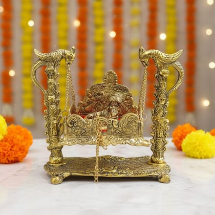 Aluminium Showpiece Peacock Jhula, Height : 6.5 Inch (ASMAS426 N)