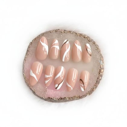 Nude Swirl Design Press-On Nail Kit