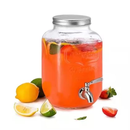 Glass Iced Drink Dispensers with Spout and Tap Steel Lid, Cold Beverage Dispenser for Beer, Water,Cocktails, and More,Airtight Beverage Jar for Home Kitchen,Weddings,Restaurants (4 Littre,Transparent) Glass Iced Drink Dispensers with Spout and Tap Steel Lid, Cold Beverage Dispenser for Beer, Water,Cocktails, and More,Airtight Beverage Jar for Home Kitchen,Weddings,Restaurants (4 Littre,Transparent)