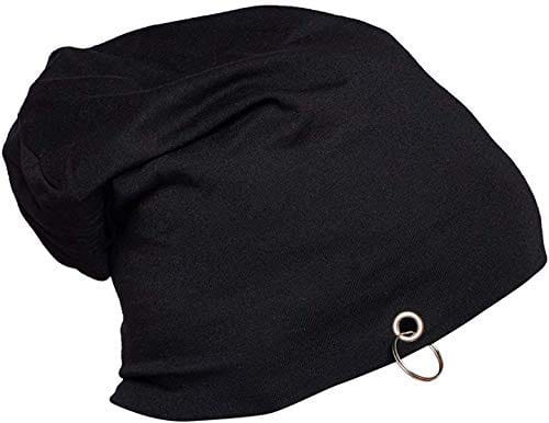 Nawani Men's Cotton Nylon Mix Beanie and Skull Cap (Black)