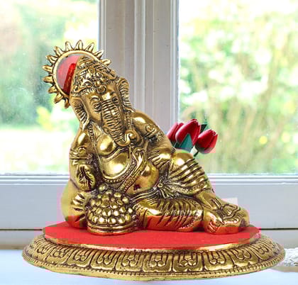 DreamKraft Metal Ganesh Idol Showpiece for Home Decor and Gift Purpose (15.5x19.5x11 cm)