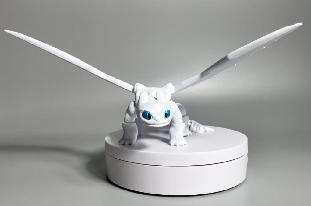 Light Fury Dragon Figurine | Fully Articulated Poseable Dragon Toy | 3D Printed PLA Collectible | Durable & Lightweight Action Figure | White Dragon Decor for Kids & Collectors