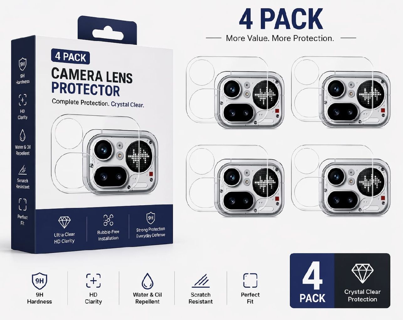 ISAAK Back Camera Lens Protector compatible for Nothing 4a Pro (Pack of 4)