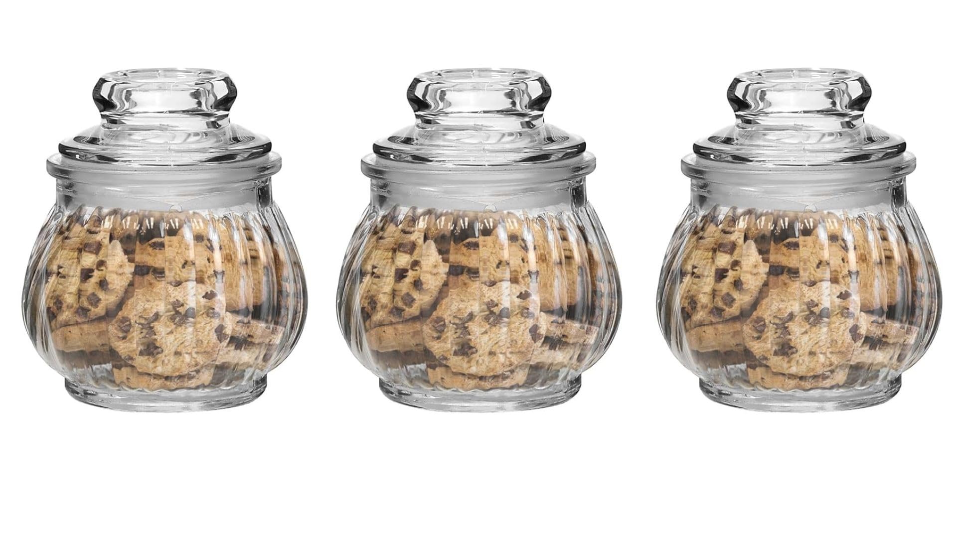 Glass Pop jar with Air Tight Lid, 350 ML, Set Of 3, Storing Spices Masala Food Storage Containers, Glass Honey Jars For Home And Kitchen Tool