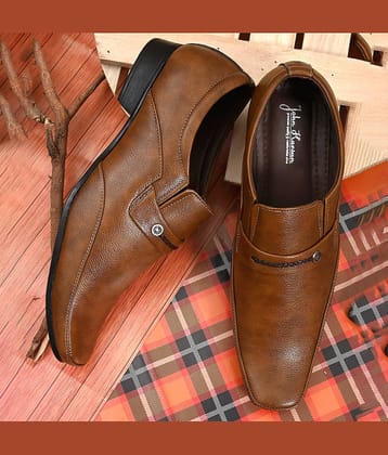 John Karsun Tan Men's Slip On Formal Shoes