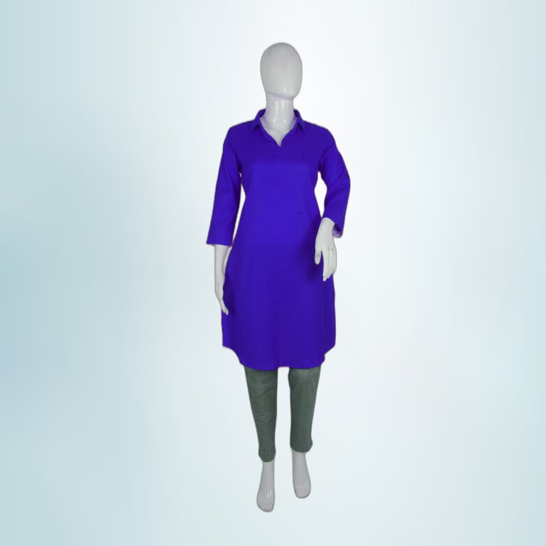 Solid Purple Cotton Kurti | Breathable Fabric | Casual Ethnic Wear